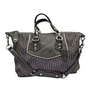 Coach Ashley Gathered Satin Satchel‎ Bag  Gray